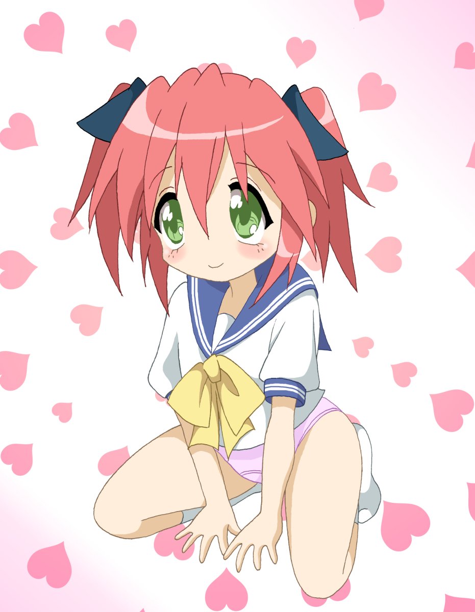 1girl, blue_sailor_collar, blush, closed_mouth, female_focus, full_body, green_eyes, heart_(symbol)