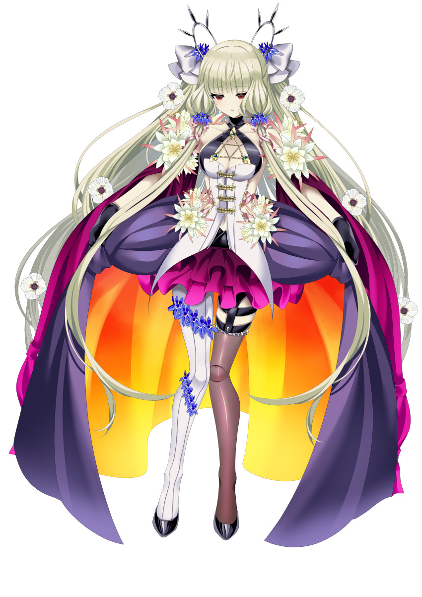 1girl, absurdres, android, armpit_crease, asymmetrical_legwear, black_dress, black_gloves, breasts