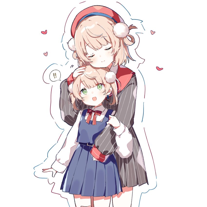 !, !!, 2girls, absurdres, belt, black_belt, black_shirt, black_skirt