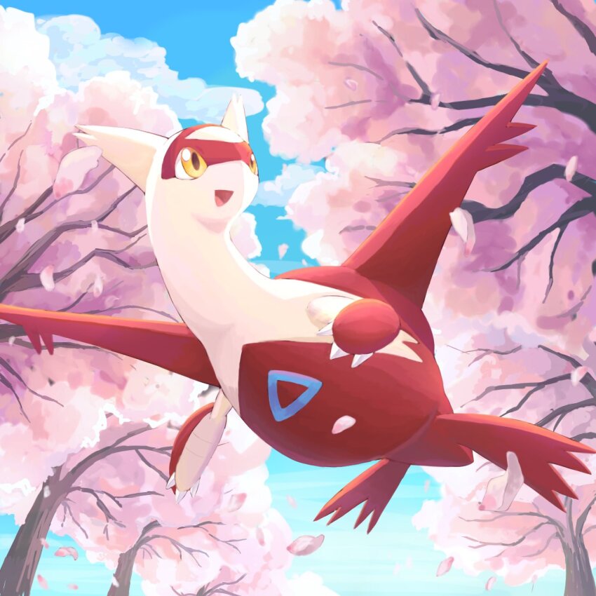 claws, cloud, flying, full_body, gen_3_pokemon, highres, keruasu0629, latias