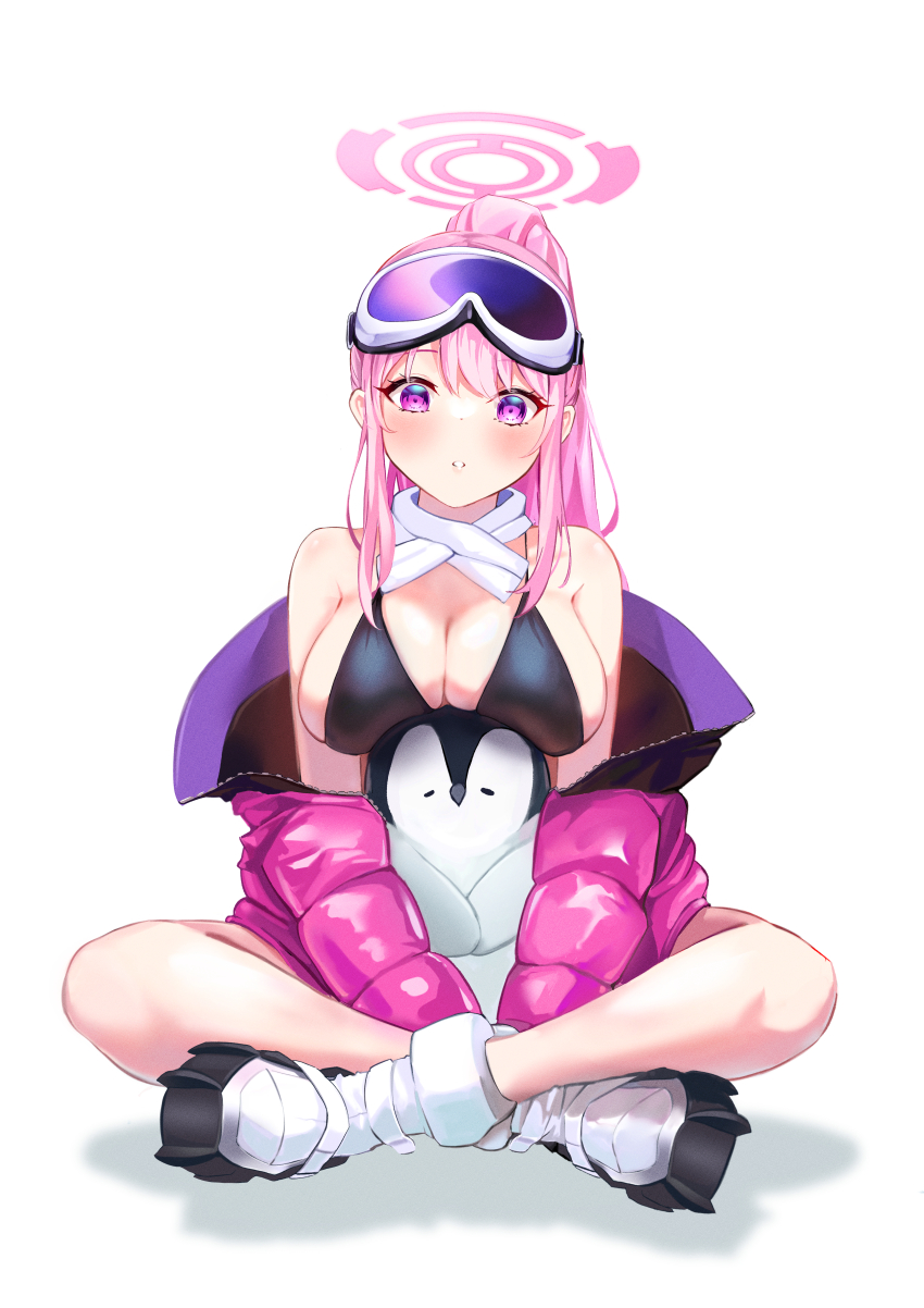 1girl, absurdres, alian2020, animal, bikini, bird, black_bikini, blue_archive