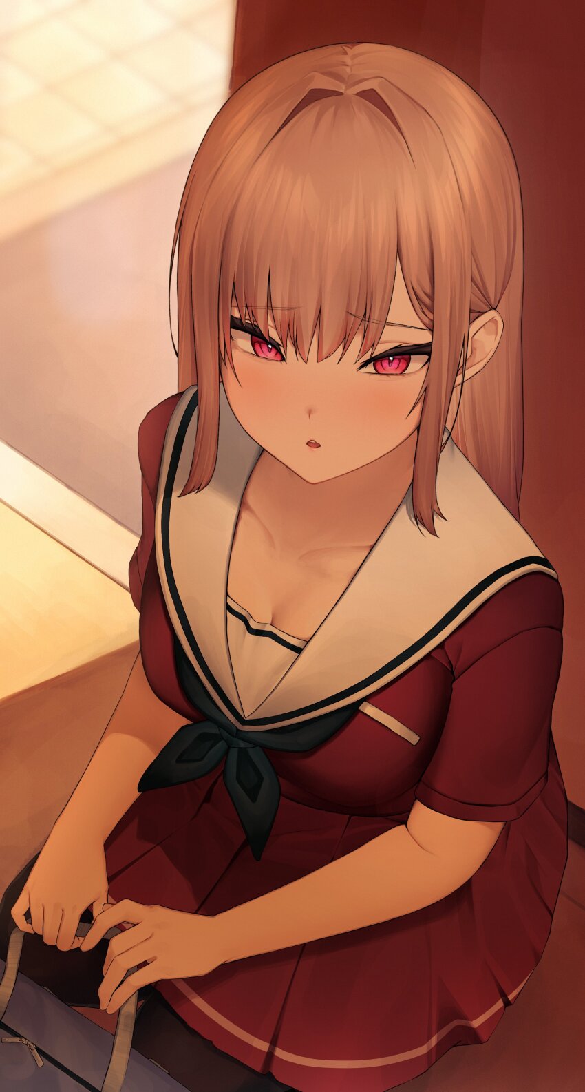 1girl, absurdres, amatou_(ko_me_9), breasts, brown_hair, collarbone, commentary_request, furen_e_lustario