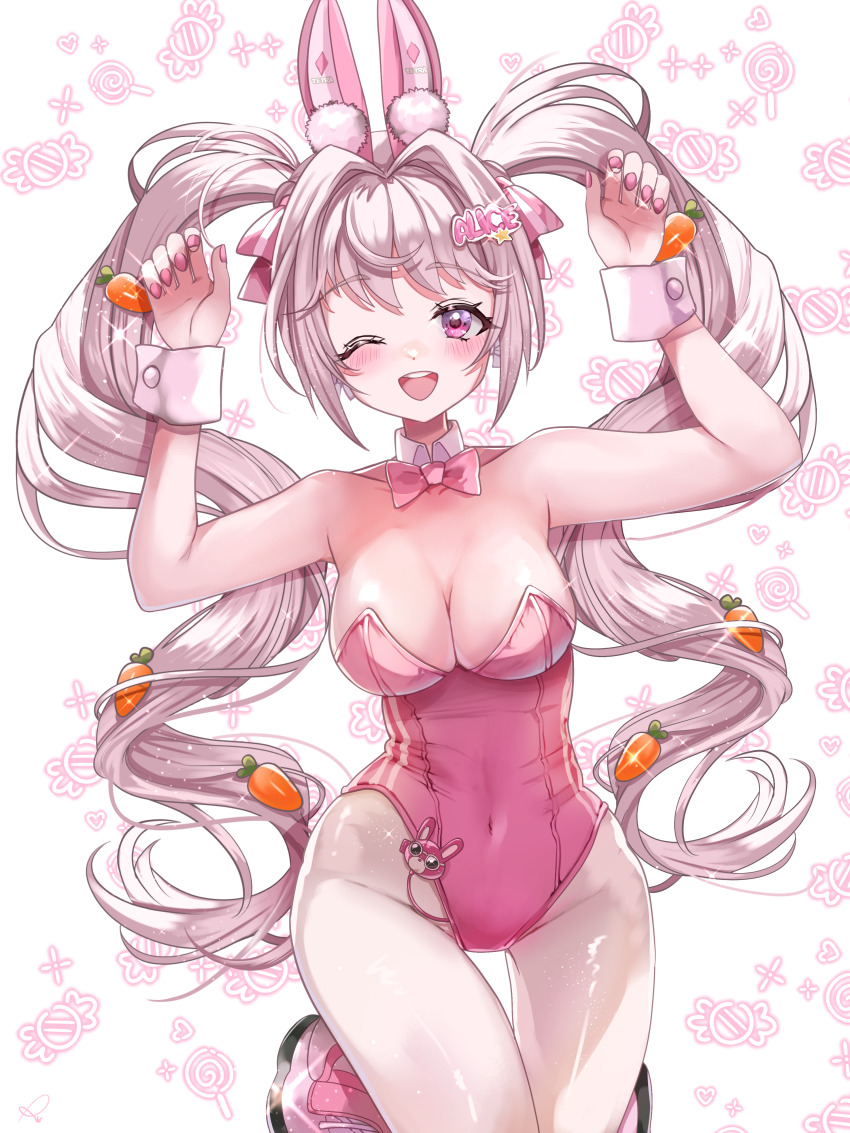 1girl, absurdres, alice_(nikke), alice_(wonderland_bunny)_(nikke), animal_ears, bow, bowtie, breasts