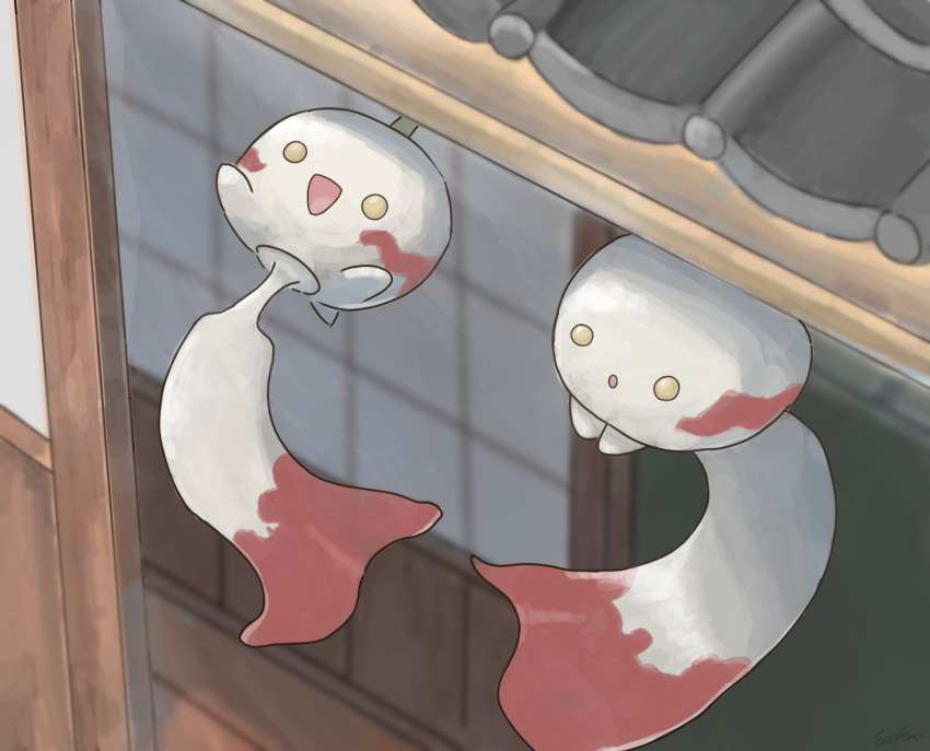 :o, animal_focus, architecture, artist_name, blank_eyes, blurry, blurry_background, chimecho