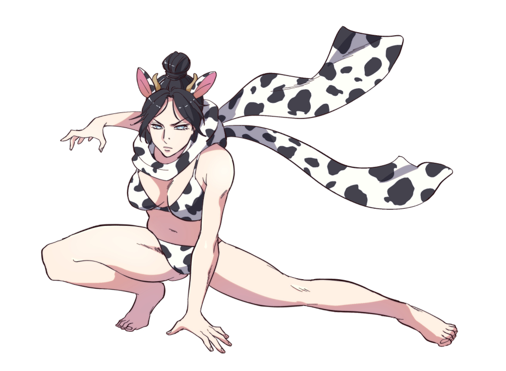 1girl, animal_ears, animal_print, animification, apex_legends, barefoot, bikini, blue_eyes