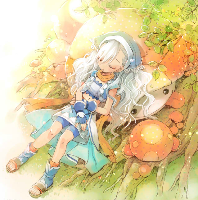 1girl, closed_eyes, female_focus, fingerless_gloves, gloves, karin_(rune_factory), kawazoe_mariko, long_hair