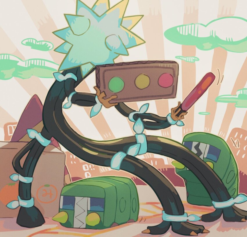 73sitimi, animal_focus, cable, charjabug, city, faceless, gen_7_pokemon, highres