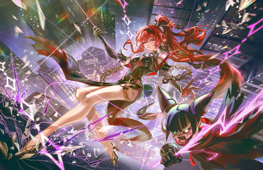 1girl, bare_legs, bare_shoulders, black_dress, black_footwear, black_gloves, black_hair, black_hairband