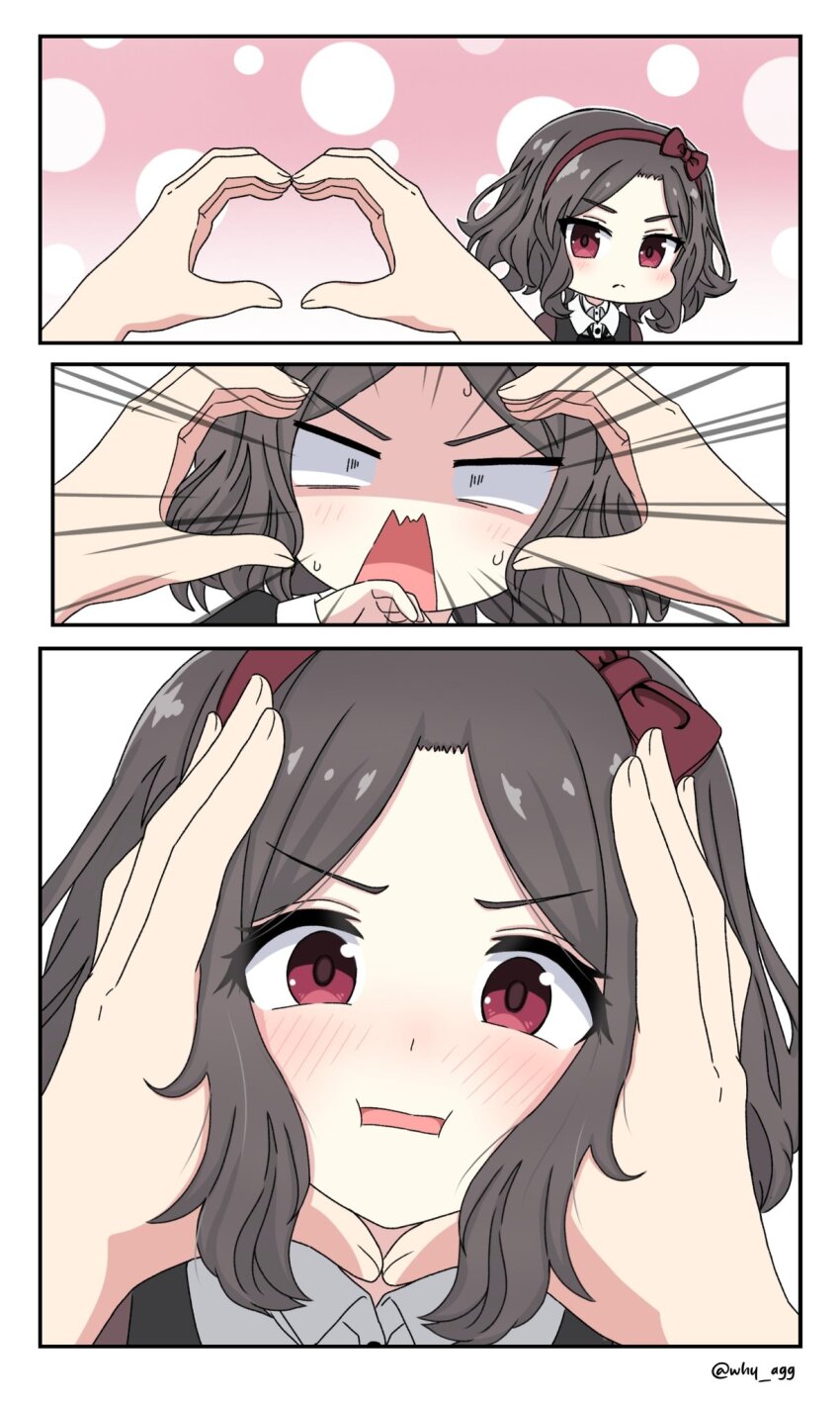 2girls, a_whydc, blush, bow_hairband, brown_hair, commentary, ebizuka_tomo, girls_band_cry