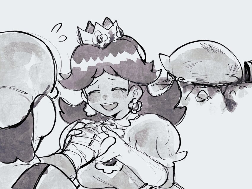 1boy, 1girl, bandaged_hand, bandages, baseball_cap, crown, hat, highres