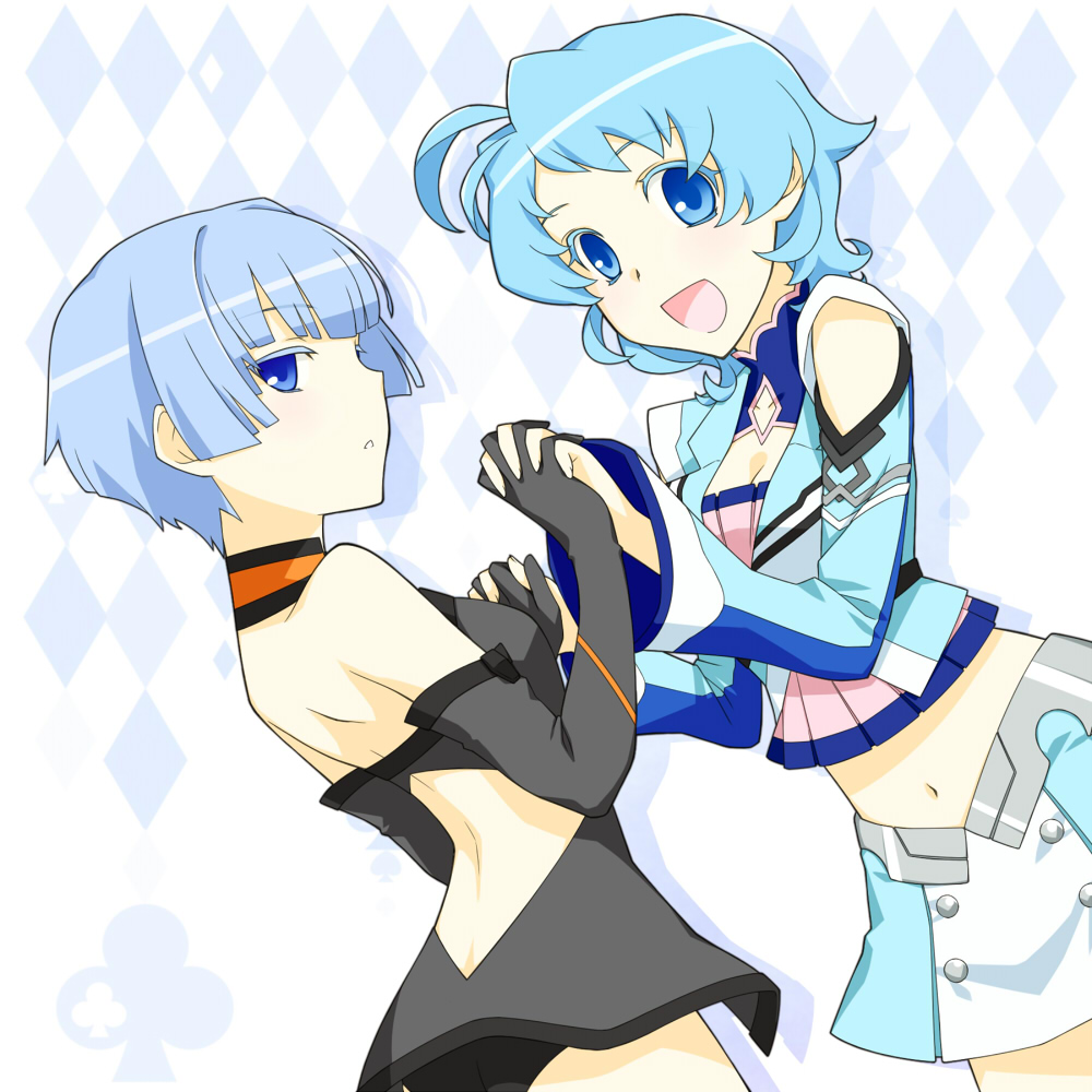 2girls, ahoge, al-3_alice, another_century's_episode, another_century's_episode:_r, autumn_four, banpresto, blue_eyes