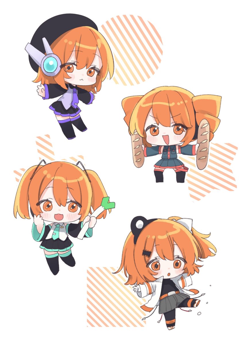 1girl, :3, a.i._voice, absurdres, adachi_rei, baguette, balancing, beret