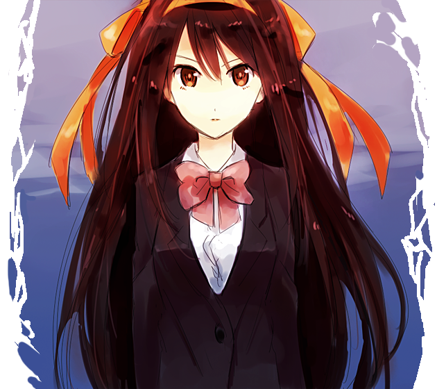 10s, alternate_costume, alternate_hairstyle, brown_eyes, brown_hair, kouyouen_academy_school_uniform, krks63, long_hair, official_alternate_hair_length, official_alternate_hairstyle, school_uniform, solo, suzumiya_haruhi, suzumiya_haruhi_no_shoushitsu, suzumiya_haruhi_no_yuuutsu