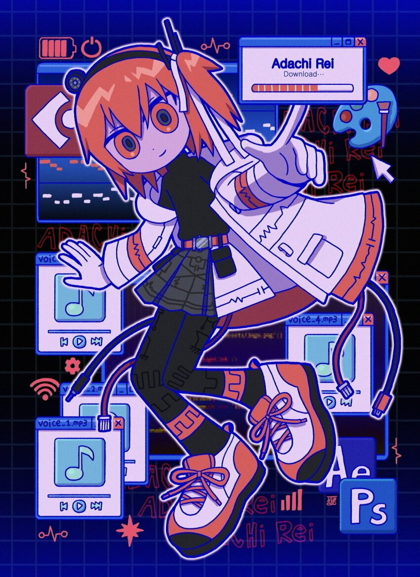 1girl, a.i._voice, adachi_rei, adobe_after_effects, adobe_photoshop, battery_indicator, belt, belt_pouch