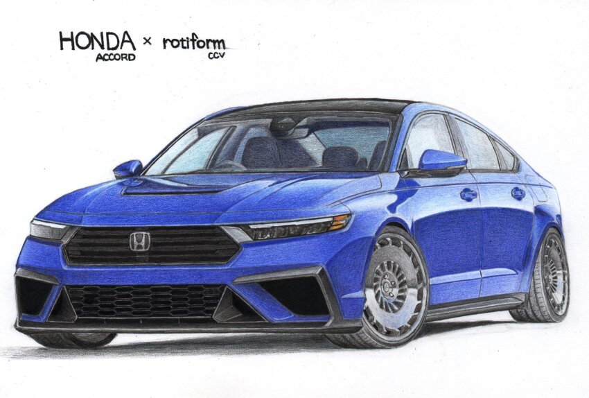 blue_car, car, highres, honda, honda_accord, no_humans, original, shadow, simple_background, sting_custom, traditional_media, vehicle_focus, vehicle_name, white_background