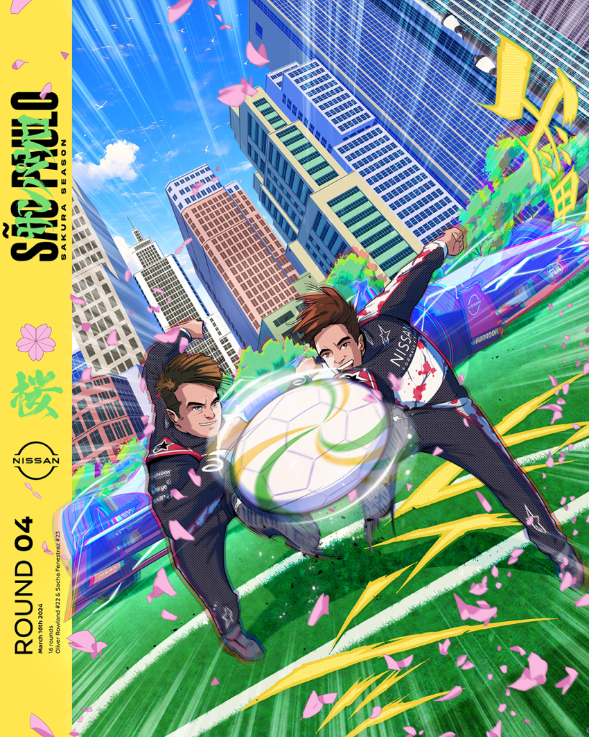 2boys, ball, black_footwear, black_jumpsuit, brown_eyes, brown_hair, car, city