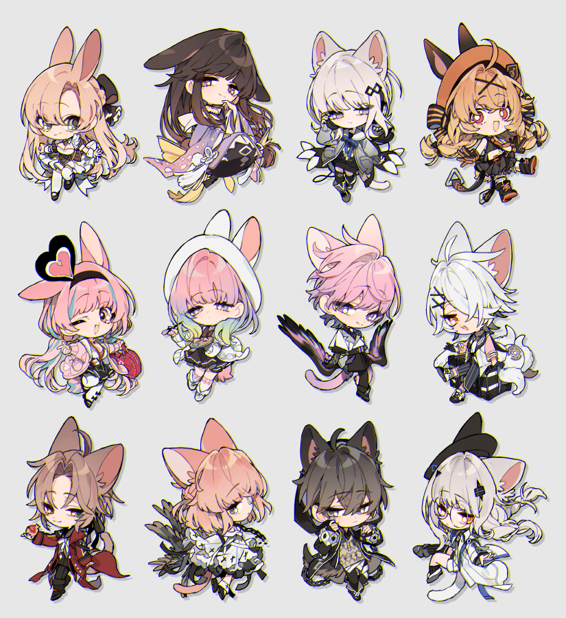 4boys, 6+girls, animal_ears, ann_(forever_7th_capital), antoneva, asana_(forever_7th_capital), blonde_hair, braid