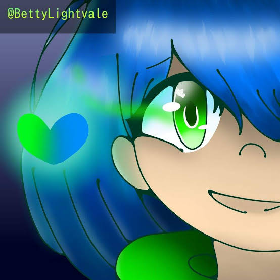 amber_lightvale, bad_source, betty_lightvale, blue_background, blue_hair, clothes, glitchtale, green_eyes