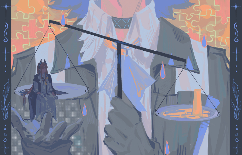 2boys, absurdres, arknights, ascot, bieshi, black_cloak, black_gloves, black_jacket