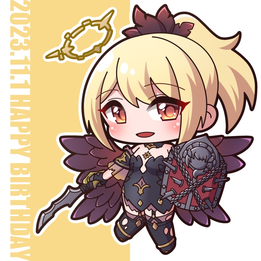 1girl, :d, absurdres, bare_shoulders, black_boots, black_dress, blonde_hair, blush