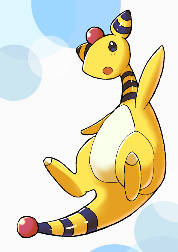 :o, ampharos, black_eyes, blush, bright_pupils, circle, commentary_request, full_body
