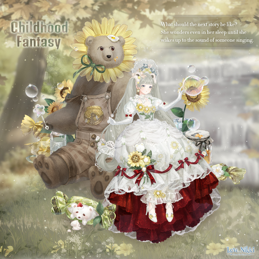 1girl, animal_ears, artist_request, bear_ears, blonde_hair, bloomers, blue_bow, blue_eyes