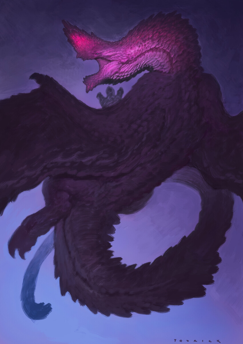 absurdres, animal_focus, artist_name, commentary, dragon, english_commentary, from_behind, full_body