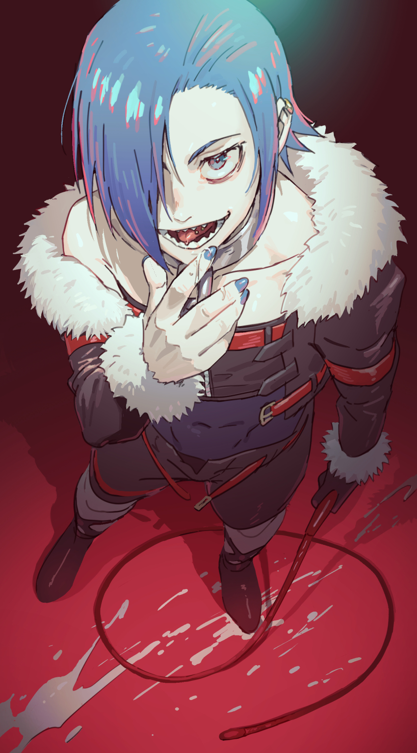 1boy, absurdres, blue_eyes, blue_nails, dark_hunter, dark_hunter_(sekaiju), dark_hunter_1, etrian_odyssey