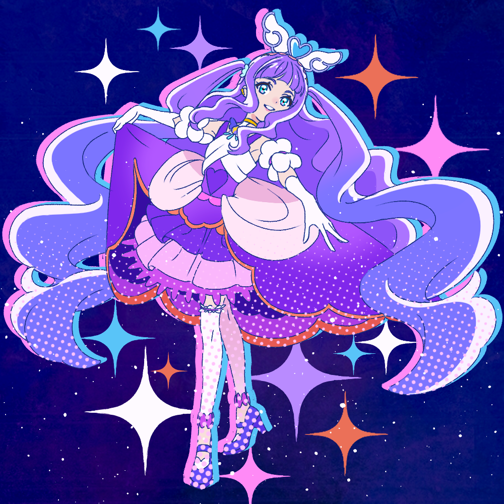 1girl, aqua_eyes, black_background, brooch, commentary, crown, cure_majesty, detached_sleeves