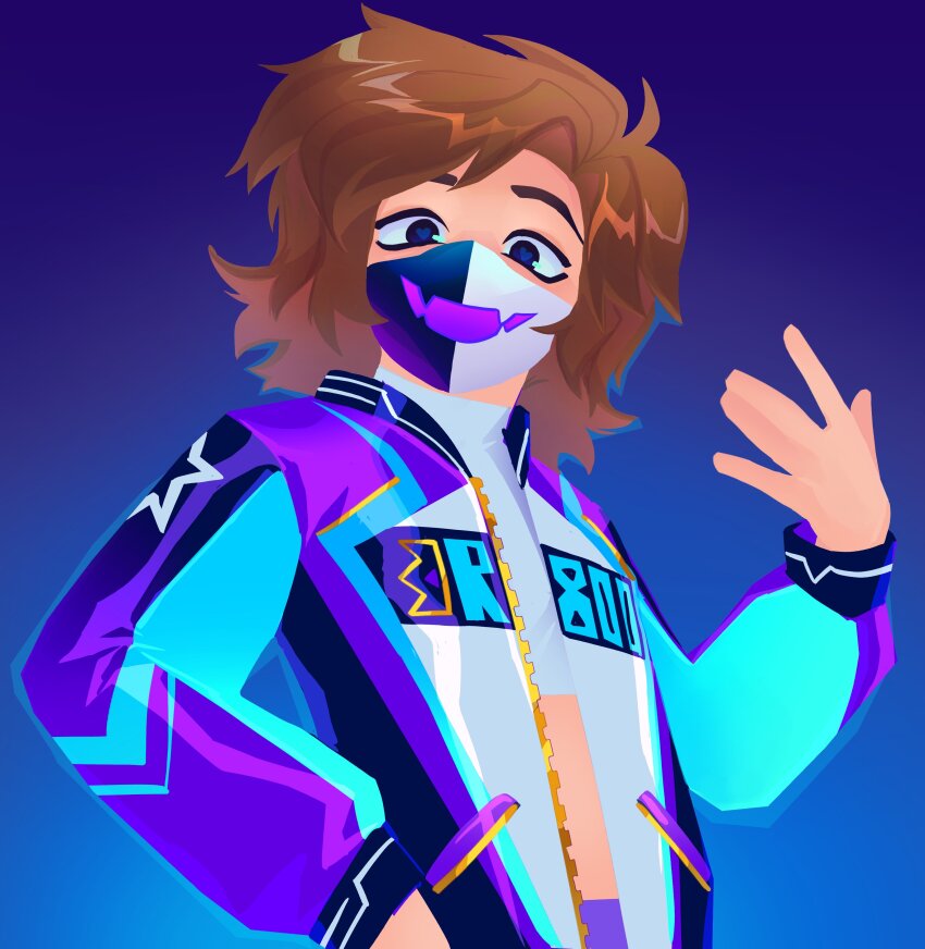 1other, absurdres, androgynous, brown_hair, clothes_writing, crop_top, gradient_background, heart