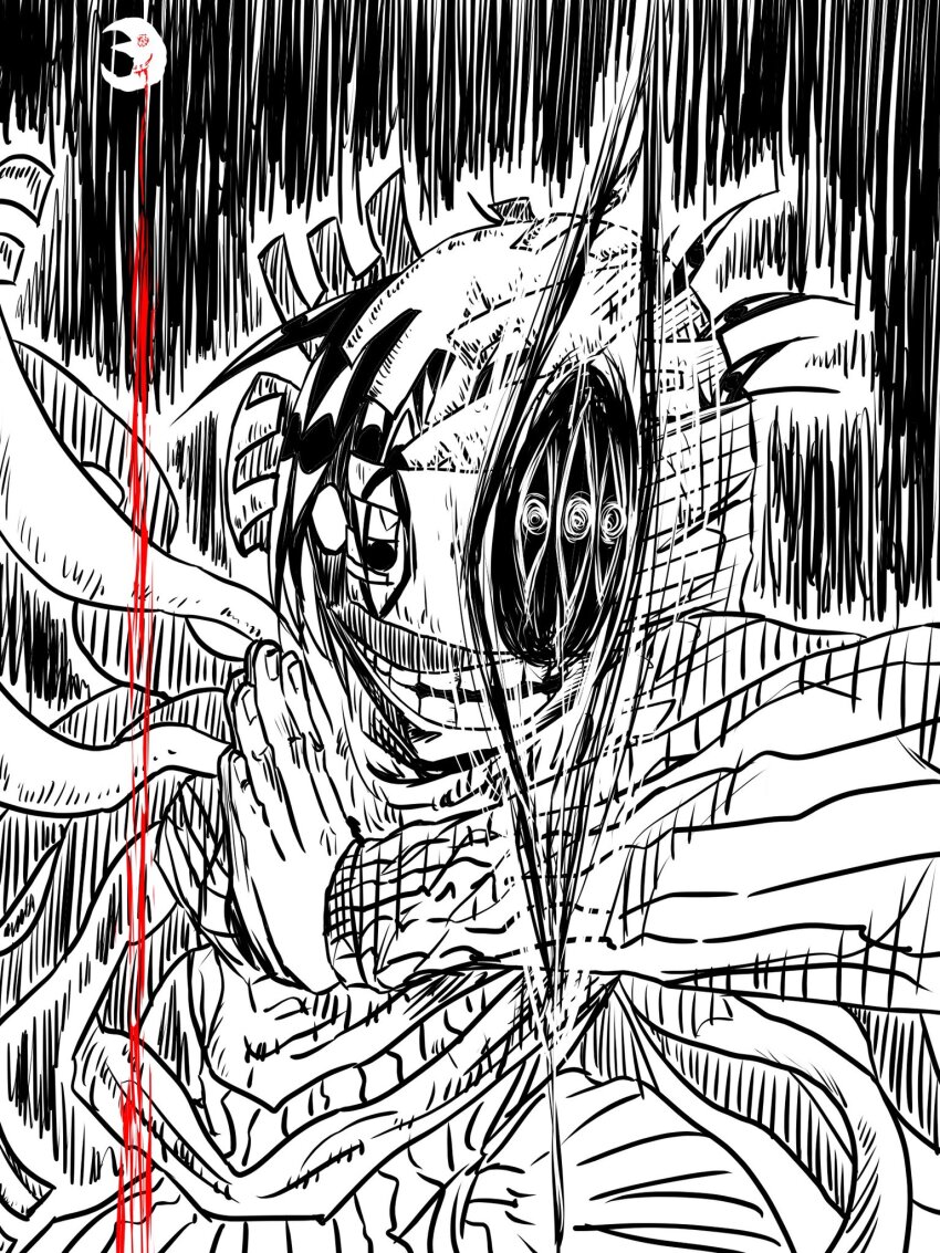 1boy, :<, artist_request, asura_(soul_eater), bandaid, bandaid_on_face, black_background, black_hair