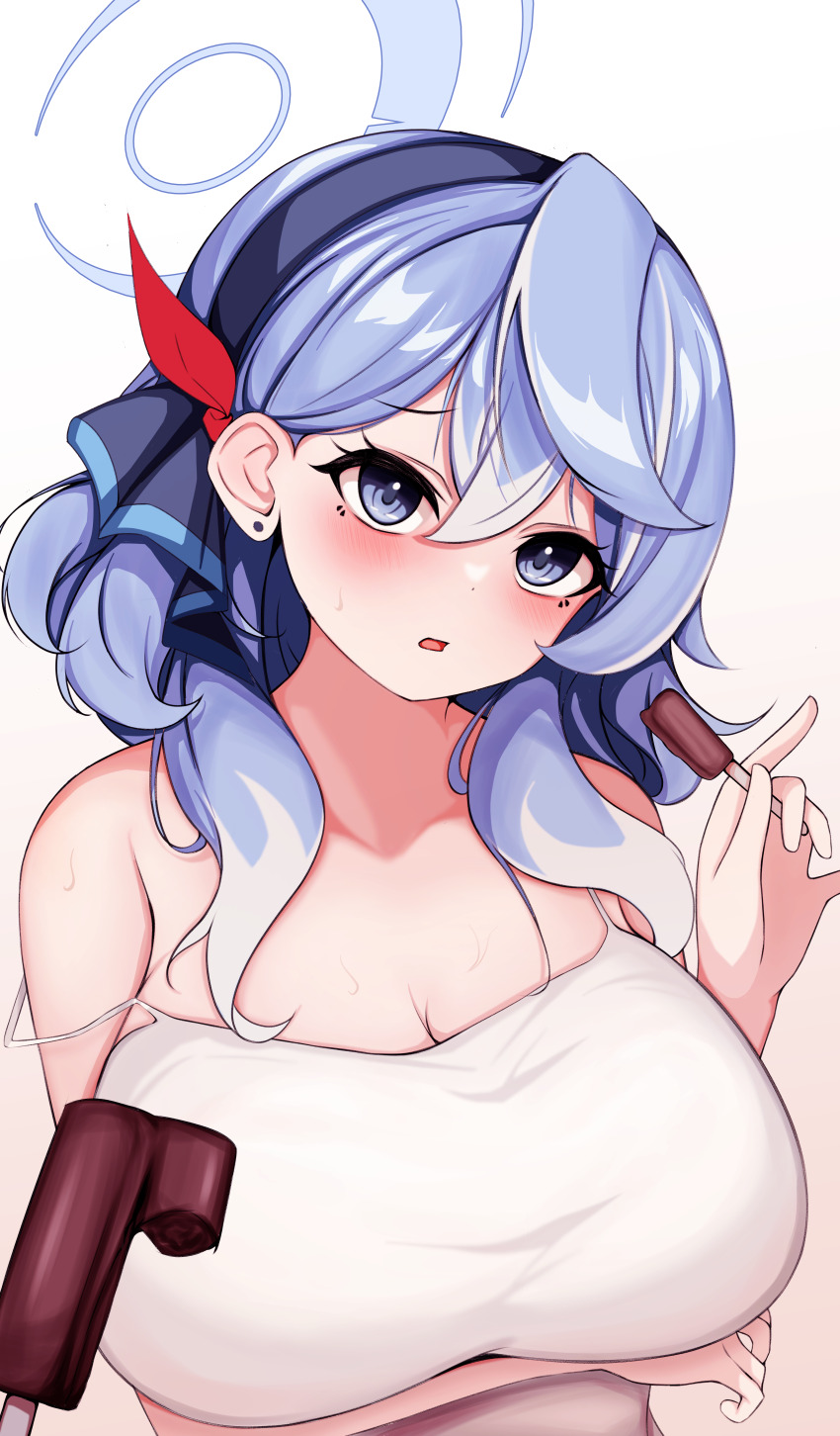 1girl, :o, absurdres, ako_(blue_archive), arm_under_breasts, blue_archive, blue_eyes, blue_hair