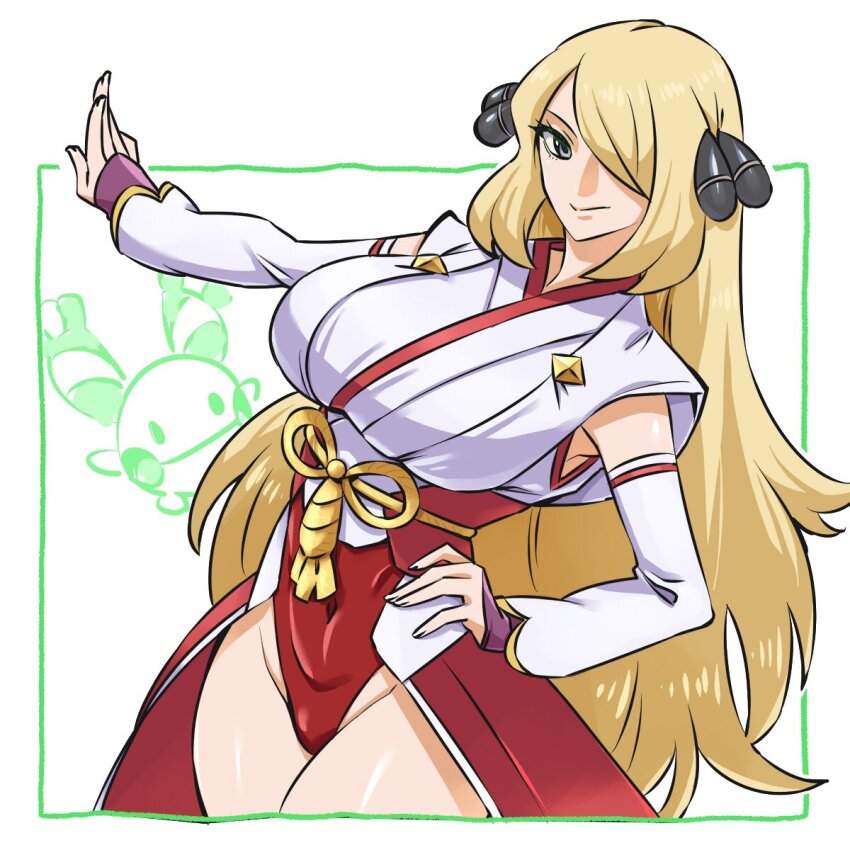 1girl, alternate_breast_size, blonde_hair, breasts, chingling, closed_mouth, commentary_request, cosplay