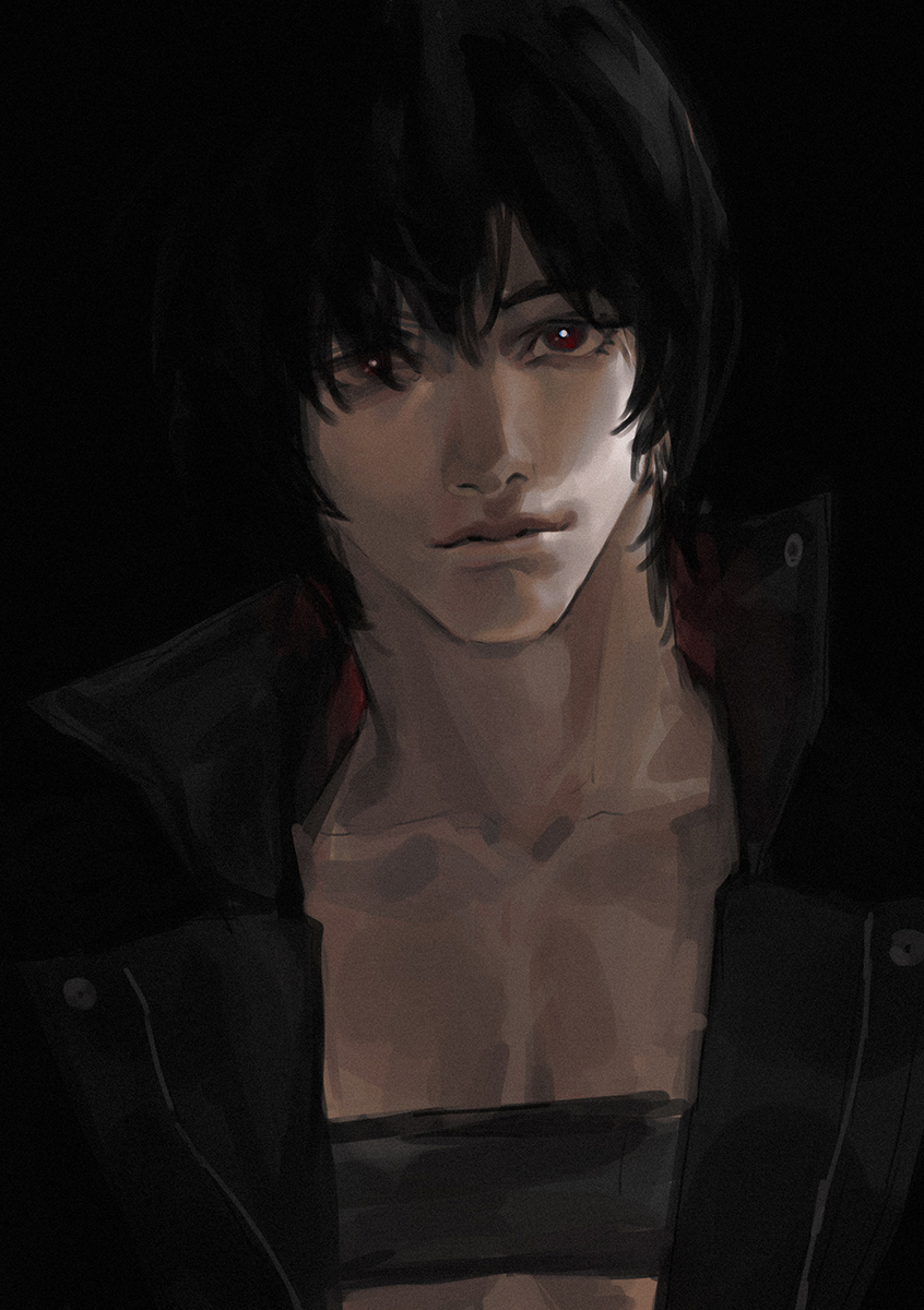 1boy, alternate_costume, alternate_form, belt_bra, bishounen, dante_(devil_may_cry), devil_may_cry, devil_may_cry_(series)