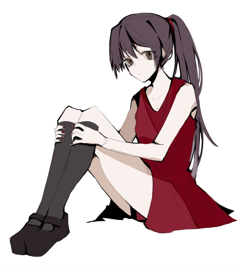 1girl, black_shoes, black_socks, brown_eyes, brown_hair, chinese_commentary, closed_mouth, commentary