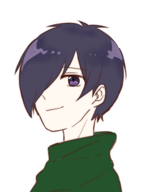 1boy, aiba_ibuki, chinese_commentary, closed_mouth, commentary_request, green_shirt, hair_over_one_eye, male_focus