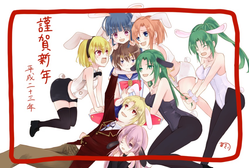 10s, 2011, 2boys, 6+girls, affectionate_harem, animal_ears, asari_(23feline23), bisexual_male