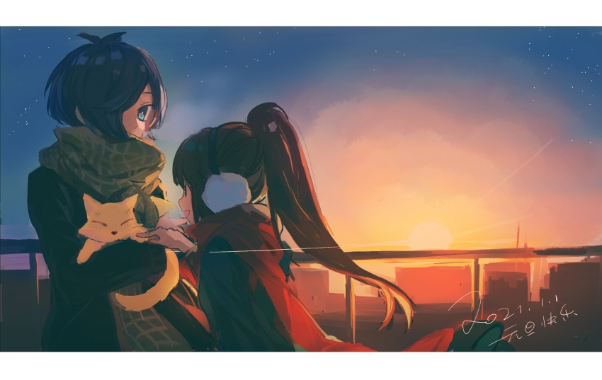 1boy, 1girl, aiba_ibuki, animal, black_hair, black_jacket, blue_eyes, bright_pupils