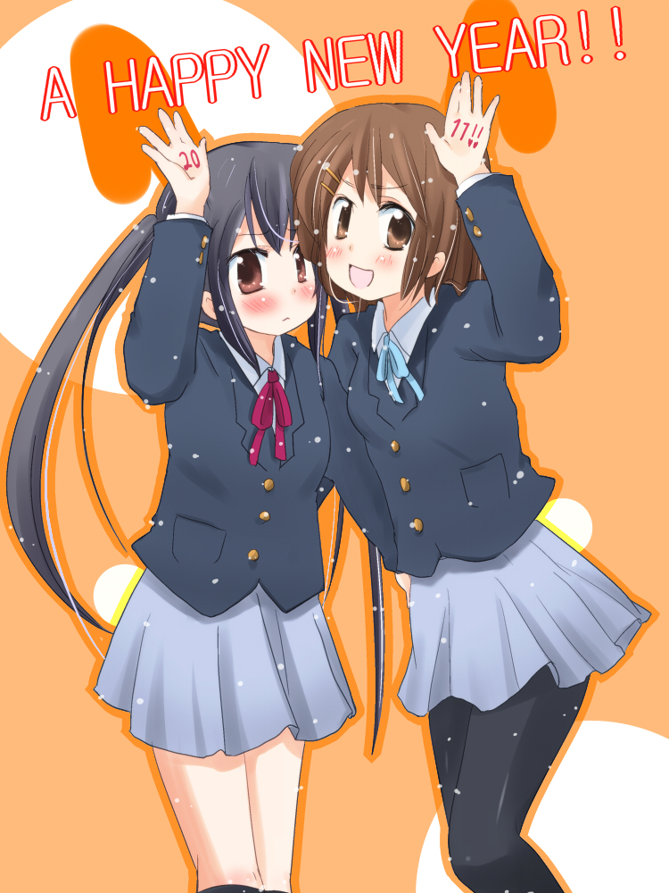 10s, 2011, 2girls, bad_id, bad_pixiv_id, black_hair, brown_eyes, brown_hair