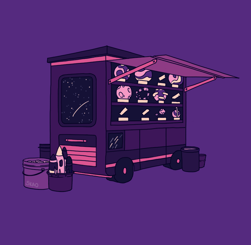 awning, bucket, comet, commentary, english_commentary, food_truck, limited_palette, mellific