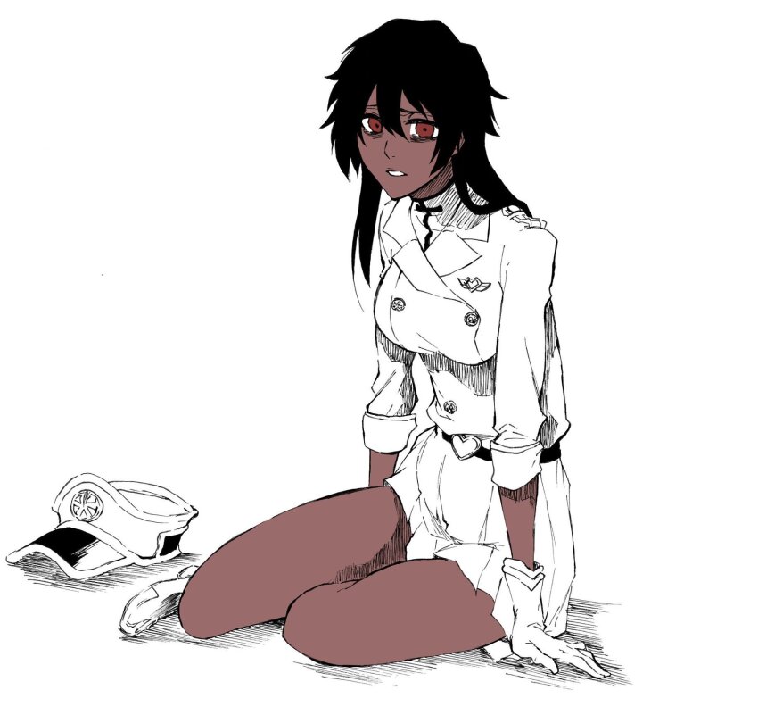 1girl, arms_at_sides, bags_under_eyes, bambietta_basterbine, belt, black_belt, black_hair, bleach