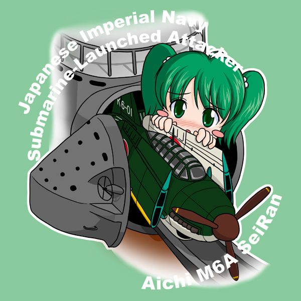1girl, aichi_m6a_seiran, aircraft, airplane, blush, blush_stickers, bomber, chibi