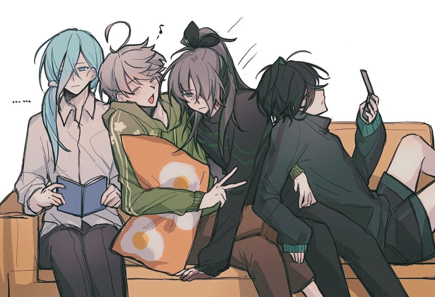 ..., 4boys, :d, ^_^, ahoge, ainchase_ishmael, alternate_costume, alternate_hairstyle