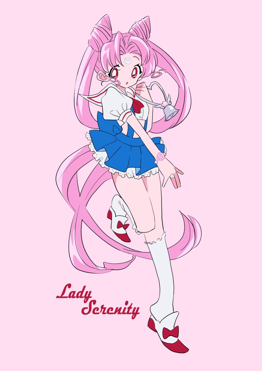 1girl, :o, absurdres, bishoujo_senshi_sailor_moon, bow, chibi_usa, cone_hair_bun, crescent