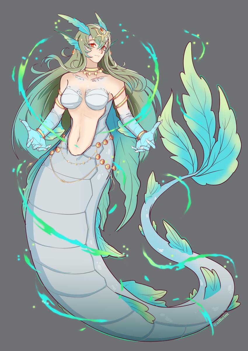 1girl, absurdres, ailheim, artist_name, breasts, claws, dragon_girl, fins