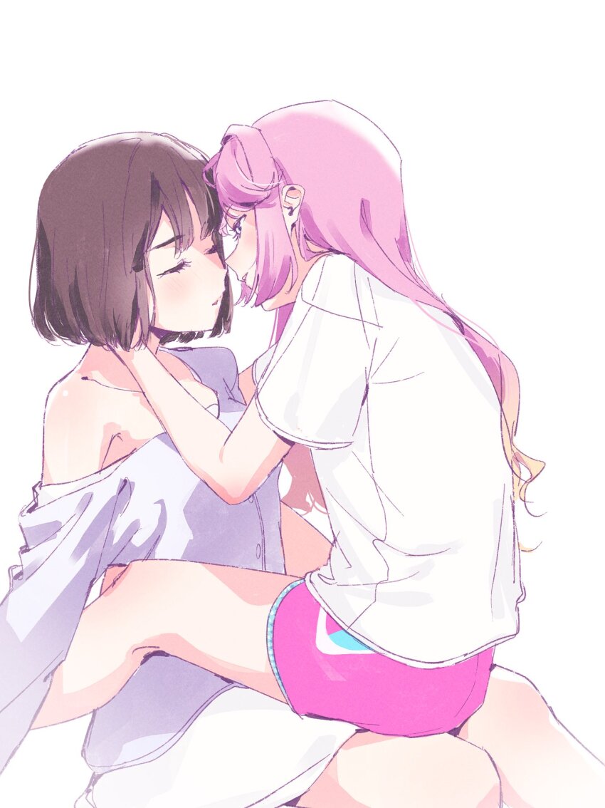 2girls, anyoji_hime, anyoji_hime_(summer_loungewear), blonde_hair, blue_eyes, blunt_bangs, blunt_ends, breasts