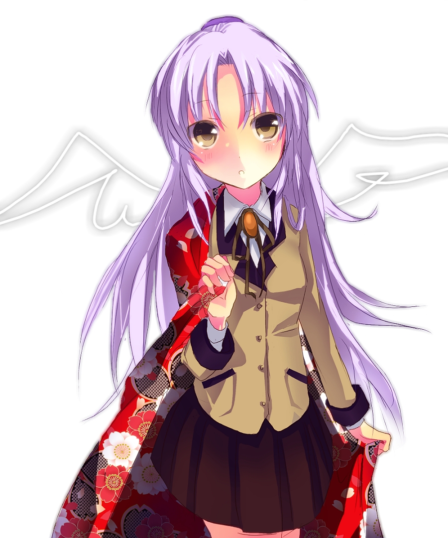 10s, angel_beats!, blazer, brown_eyes, jacket, light_purple_hair, long_hair, machimori