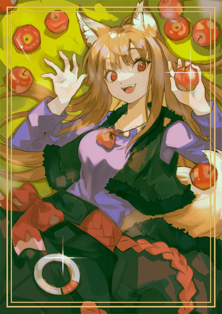 1girl, alpaca_carlesi, animal_ears, apple, bag, black_skirt, black_vest, bow