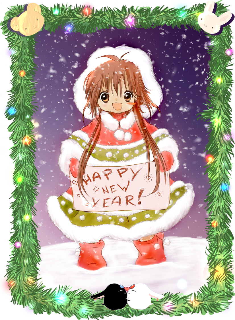 00s, brown_eyes, brown_hair, chibi, christmas, clamp, kobato., little_polka, new_year, tagme