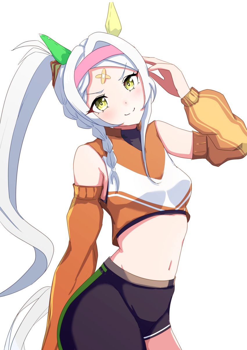 1girl, absurdres, animal_ears, asymmetrical_clothes, bandaid, bandaid_on_face, black_pants, black_shirt